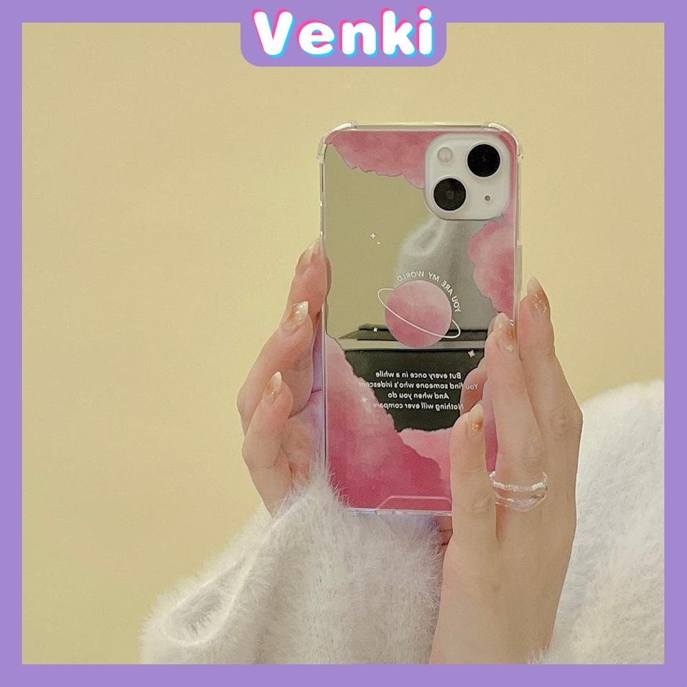 iPhone Case Acrylic HD Makeup Mirror Airbag Shockproof Protection Camera Pink Planet Moon Cloud Compatible For iPhone 11 iPhone 13 Pro Max iPhone 12 Pro Max iPhone 7 Plus iPhone xr