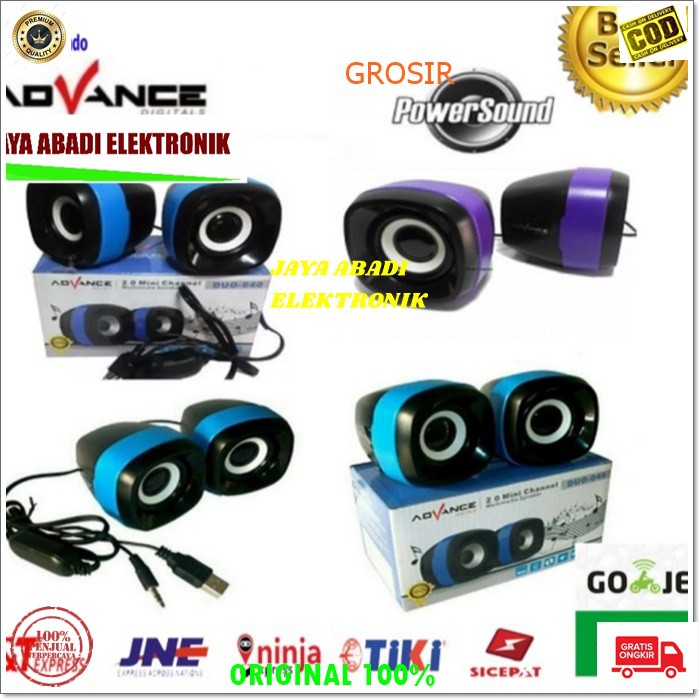 J329 SPEAKER KOMPUTER MINI USB ADVANCE SPK PC PORTABLE SUPER POWER MUSIK MUSIC AUDIO PENGERAS SUARA SOUND SISTEM HIFI CHANNEL MULTIMEDIA 3D SOUND 3.5MM STEREO JACK SEPASANG LANGSUNG COLOK PAKAI USB HEMAT LISTRIK BISA PAKE POWERBANK