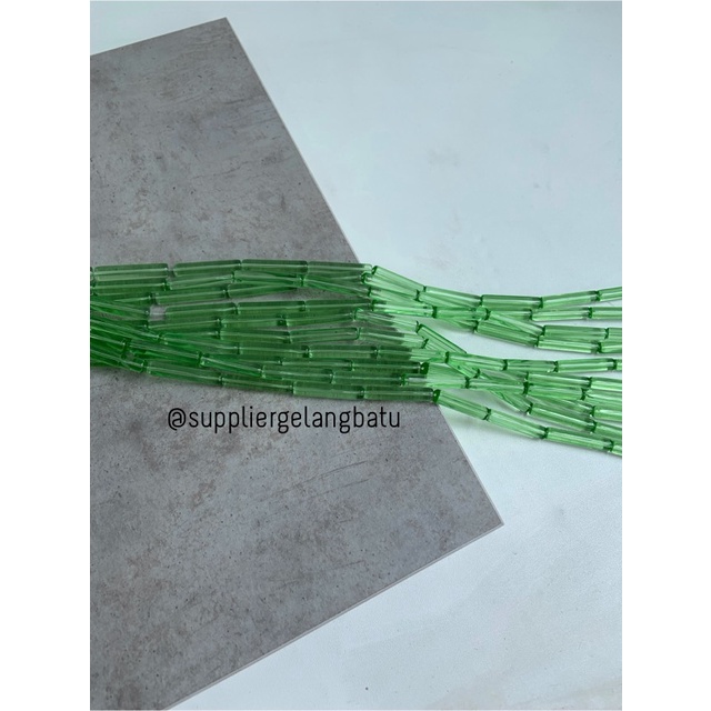 manik glass bead light green quartz 30 x 5mm prakarya gelang kalung