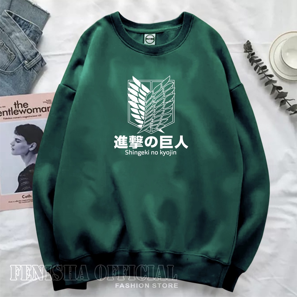 FenishaStore Sweater Crewneck Wanita Anime Shingeki No Kyojin Size M-L-XL-XXL Bisa Bayar Ditempat