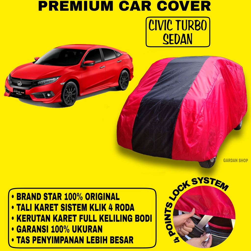 Body Cover CIVIC TURBO SEDAN MERAH HITAM Penutup Bodi Mobil Civic Turbo Sedan Waterproof PREMIUM