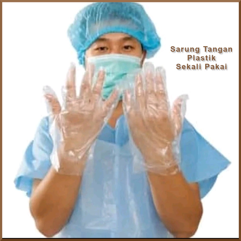 SARUNG TANGAN PLASTIK SEKALI PAKAI ISI 100 / DISPOSABLE GLOVES