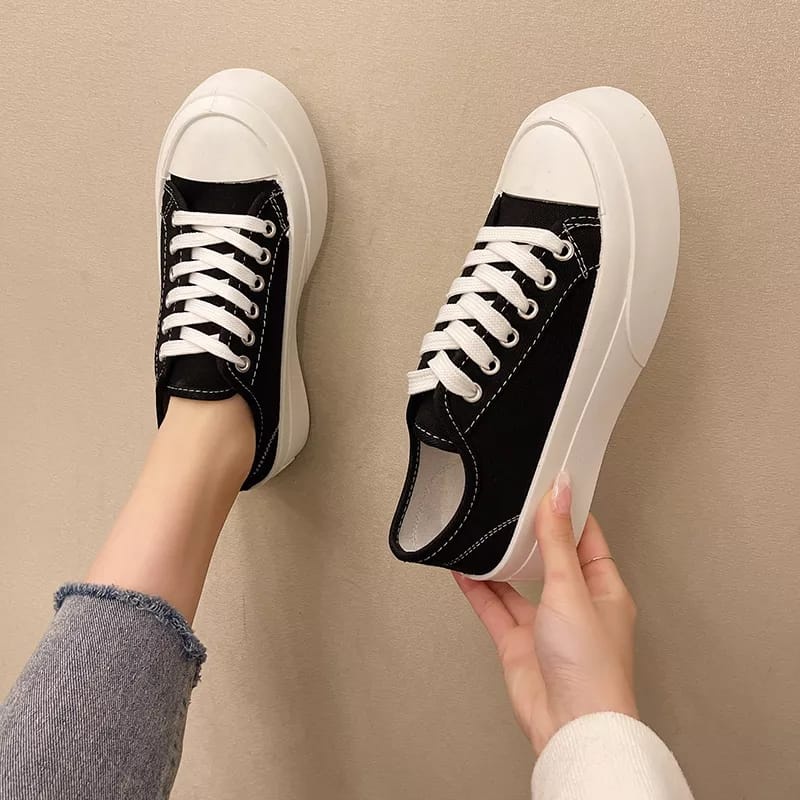 Sepatu Sneakers Wanita Kekinian Casual - Sepatu Wanita Fashion Sekolah Kanvas