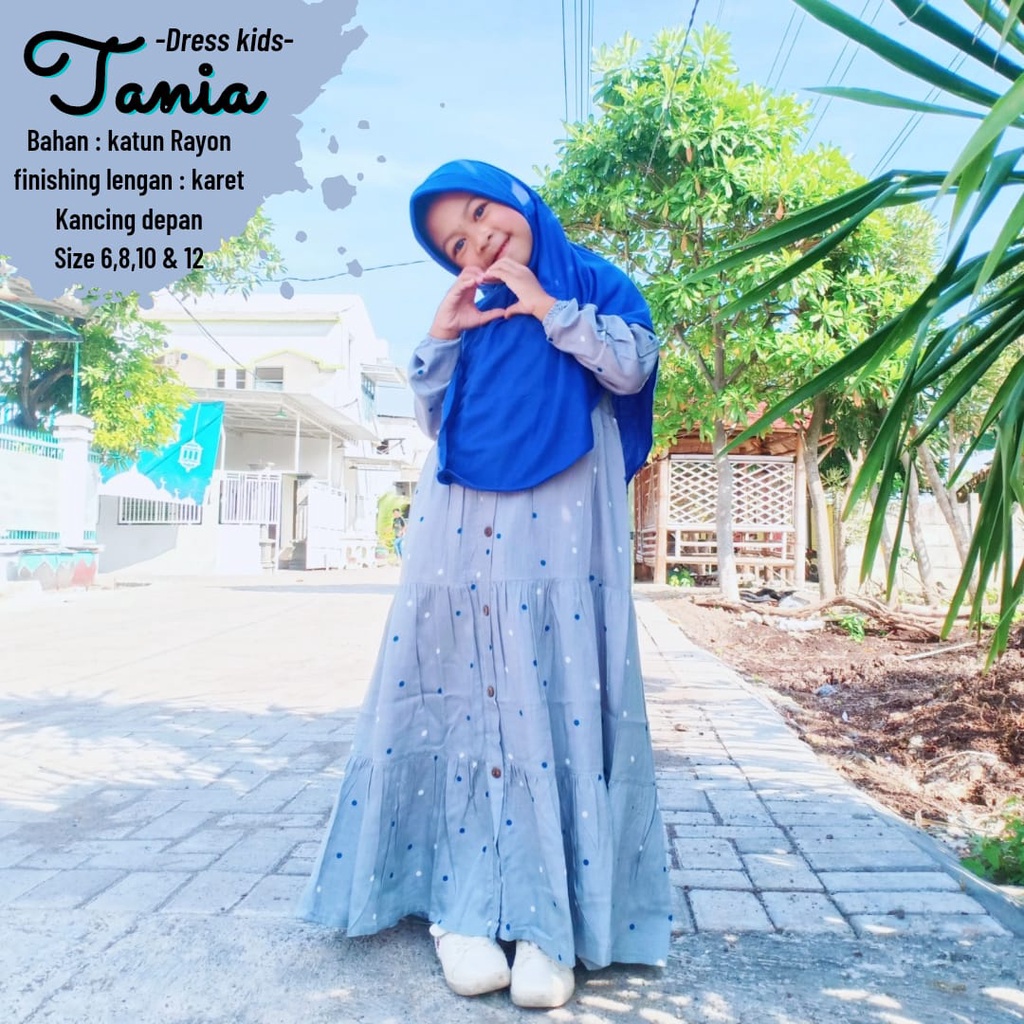 Dress Anak Tania Gamis Anak Murah Dress Polka Bahan Katun Rayon Premium Nyaman Dipakai | Bisa Cod