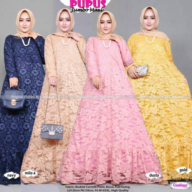 Gamis brokat Jumbo Ld 120-160