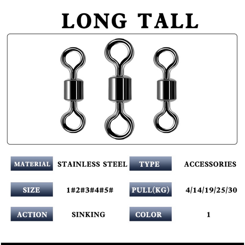 KILI KILI ROLLING SWIVEL STAINLESS STEAL ANTI KARAT 1 BUNGKUS ISI 10 PCS