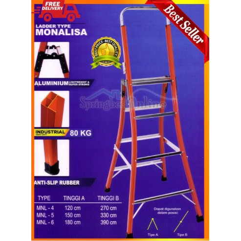 Tangga Aluminium Monalisa 120 Cm - 270cm Lightweight - Industrial Heavy Duty 80 Kg