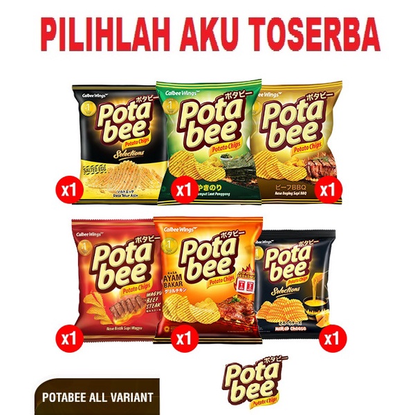 Potabee Keripik Kentang MIX 68 gr - ( HARGA PAKET ISI 6 PCS MIX )