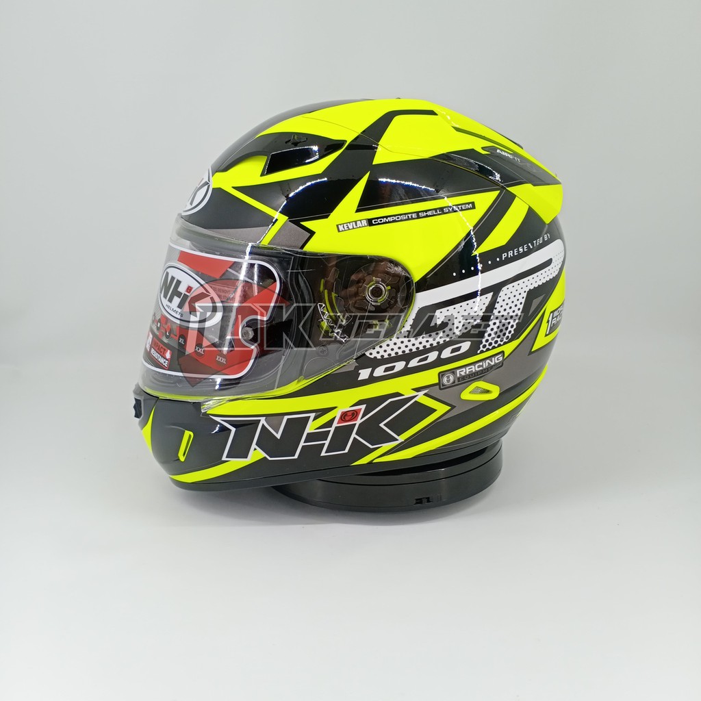 Helm Full Face NHK GP 1000 GP1000 Motif Star Yellow Fluorecent Kuning Hitam Fluo Double Visor