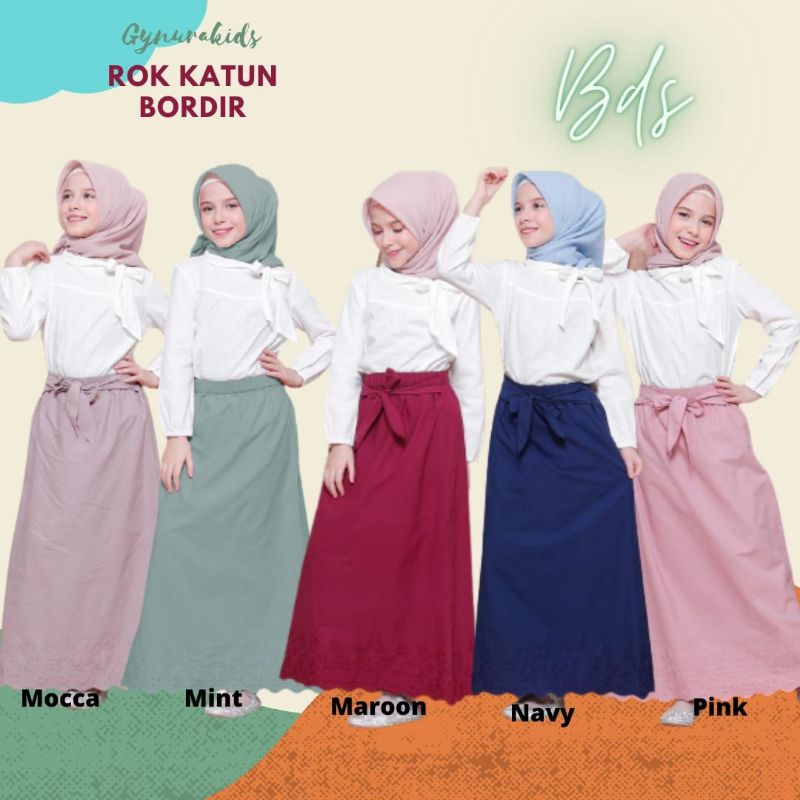 Rok anak bordir katun gynura kids