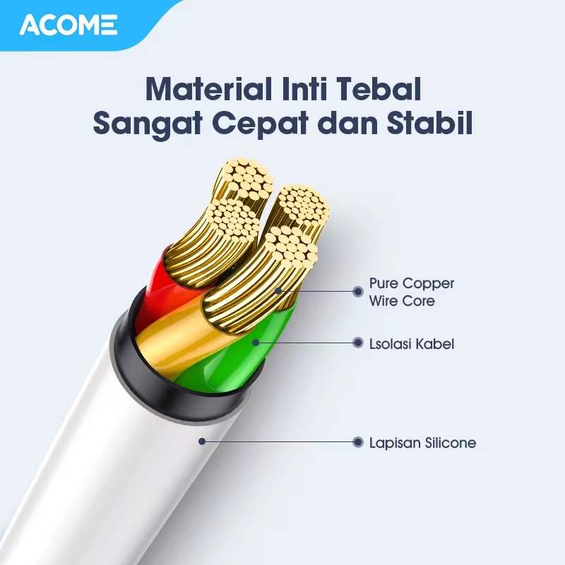 Acome Data Cable Micro-USB Fast Charging 2.4A 100cm Garansi Resmi 1 Tahun ADM010