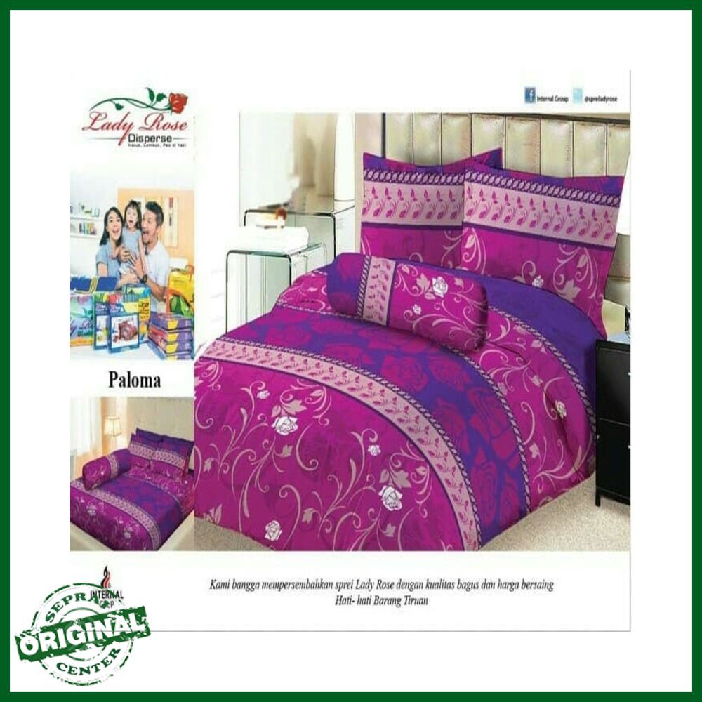 SEPREI LADY ROSE / SPREI LADY ROSE PALOMA No.2 QUEEN 160 SEPRAI UNGU VIOLET MAWAR PUTIH