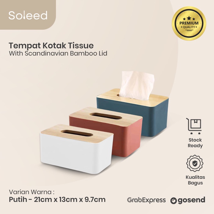 TEMPAT KOTAK TISU BOX TISSUE TUTUP BAMBU MODEL SCANDINAVIAN