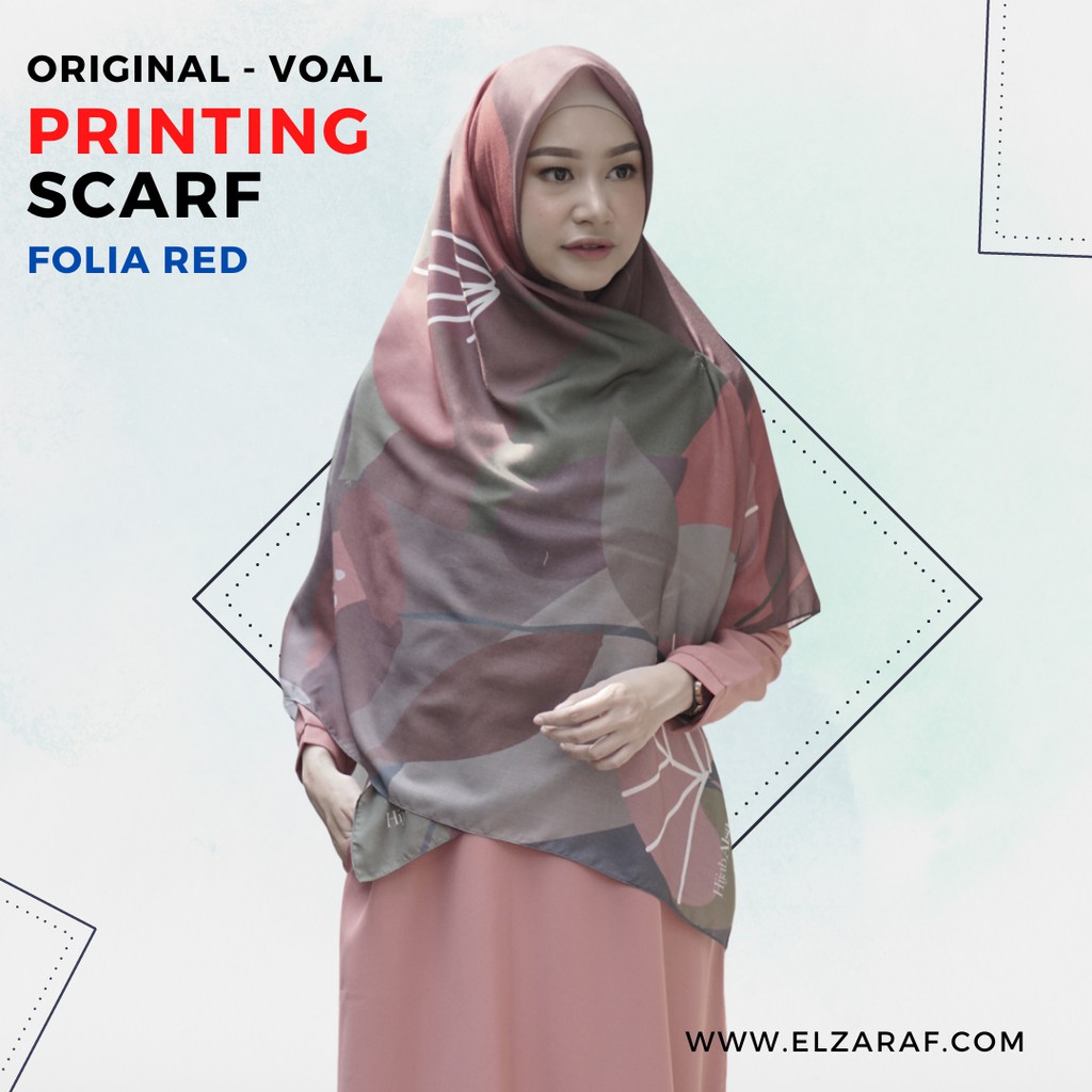 Voal Printing Motif Premium Scraft Printed Jilbab Segi Empat Syari Hijab Alsa Original