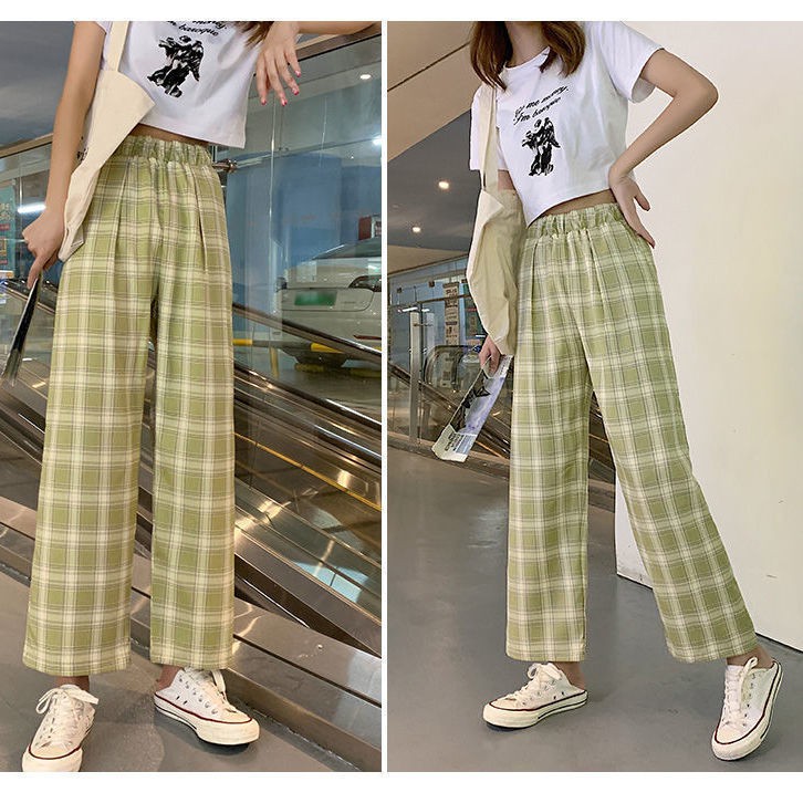 Celana wanita tartan kulot highwaist kotak wanita celana korean style wanita