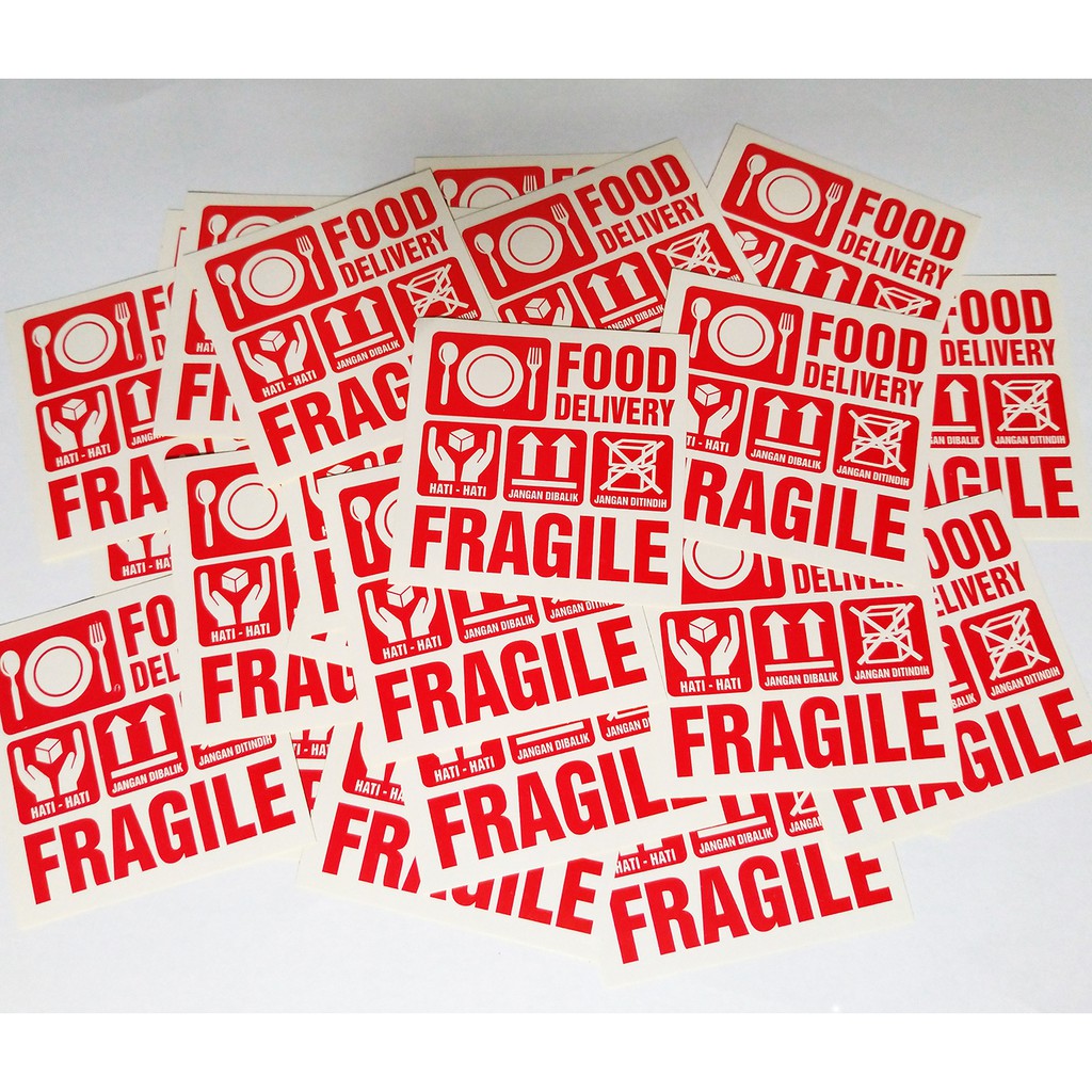 Sticker Label Food Delivery Stiker Pengiriman Makanan Fragile 5,5 x 5,5 cm. 1 pak isi 100 pcs-1