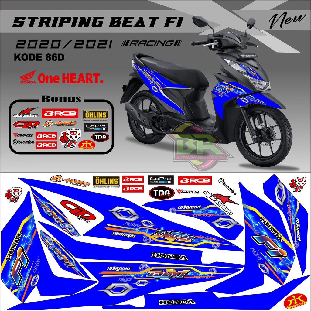 Striping Beat New 2020-2023 Stiker Lis Beat New Variasi kode 86