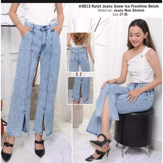 Celana kulot Jeans Eonni / Kulot jeans belah / kulot jeans wanita OOTD KEKINIAN SELEBGRAM