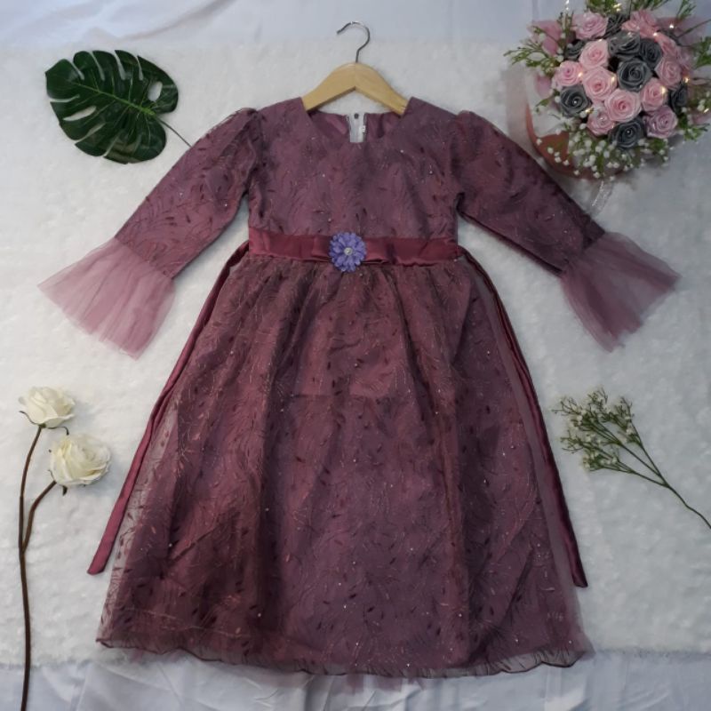 Baju muslim anak perempuan / dress pesta muslim anak brokat / gaun pesta anak