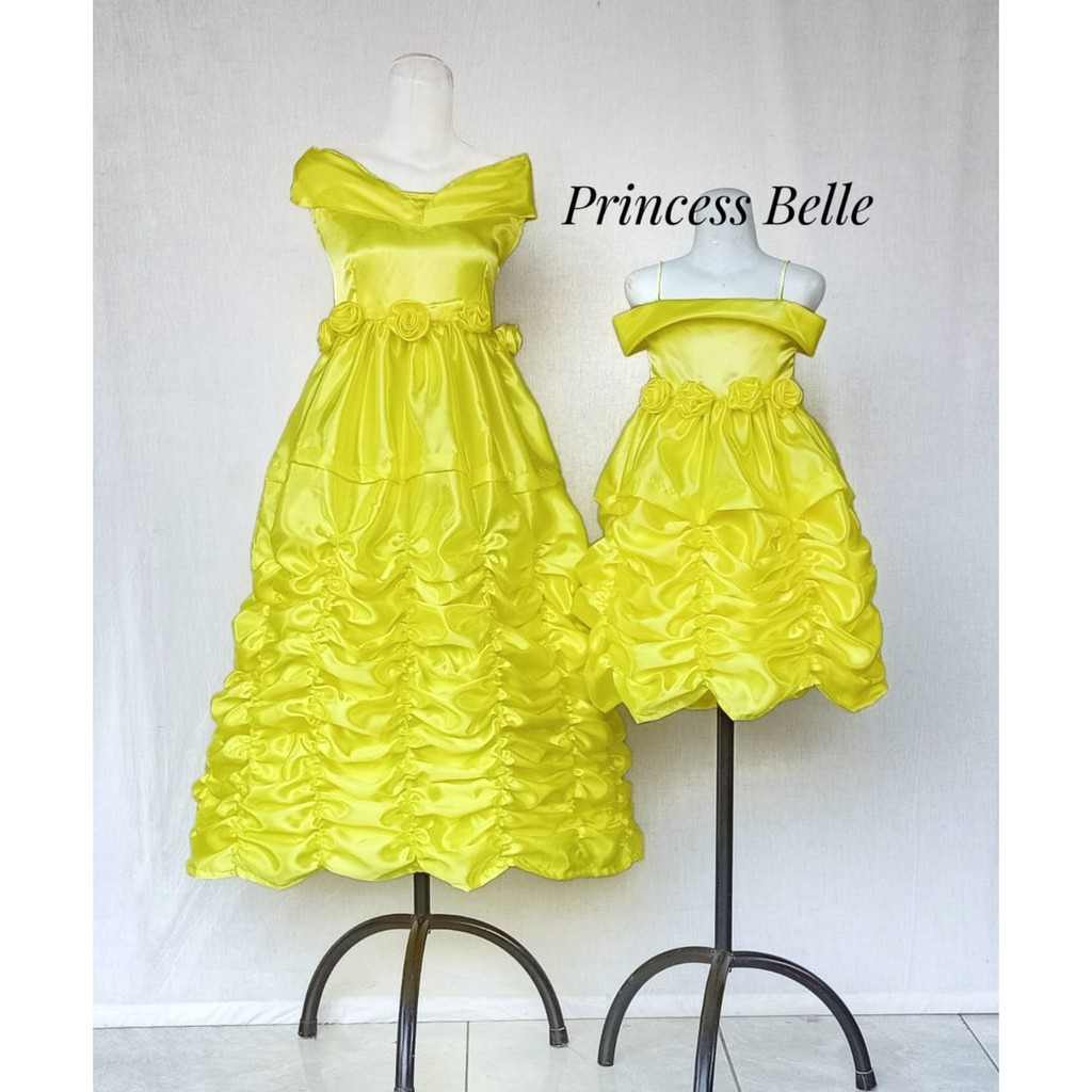 Couple Ibu Anak/Couple Princess Belle/Kostum Princess Belle/Baju Pesta Princess Belle/Baju NEWBORN