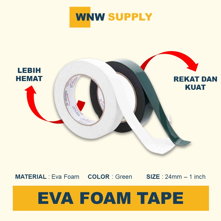 

Isolasi Double Tape Busa Eva Foam Tebal 24mm Berry Tape Lakban Double Doble Tape Hijau Tembok Super Kuat Doubel Tape Tipe Busa