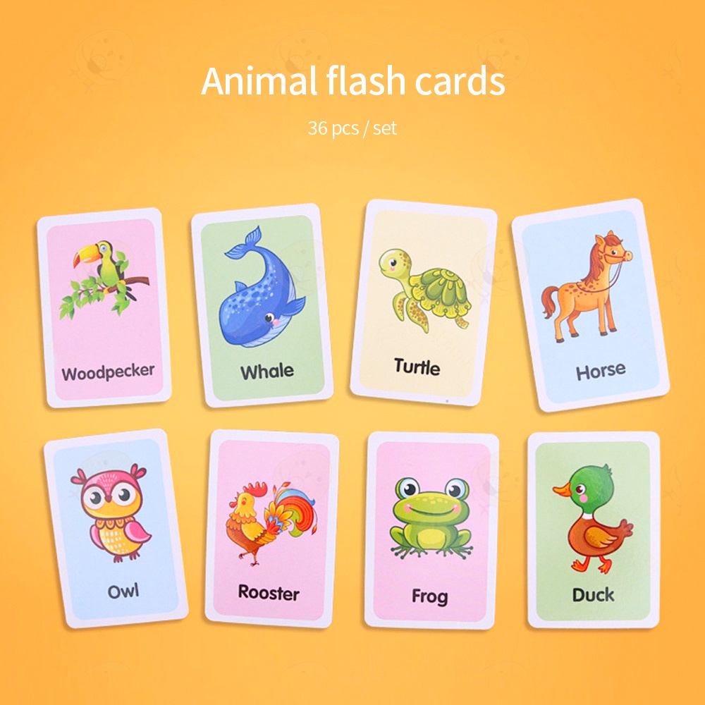 Poney Flash card set 36 kartu bahan karton flash card anak gambar kata dan huruf