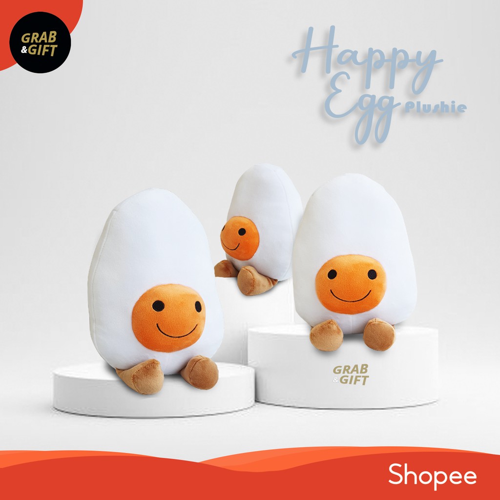 Boneka Happy Egg Plushie Soft Sunny-Side Egg Telur 20cm