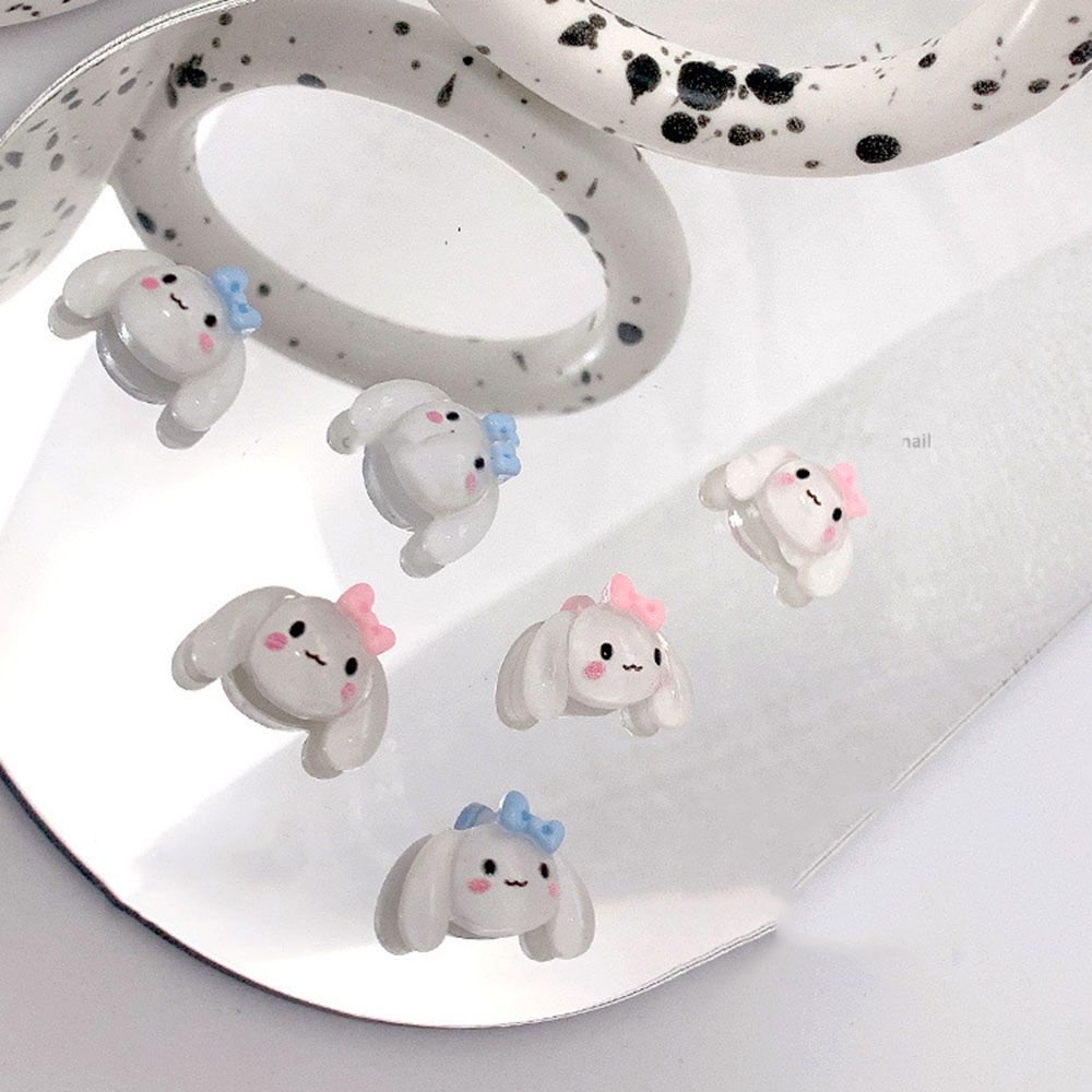 MXBEAUTY Japanese-style Puppy Nail Art Jewelry Cartoon DIY Nail Ornament Nail Art Decoration Cute Transparent Resin Lovely Big Ear Dog Manicure Accessories/Multicolor