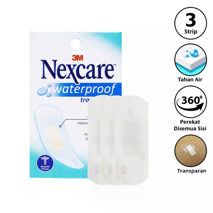 PLESTER LUKA TRANSPARANT NEXCARE BW-40 WATERPROOF ANTI AIR ISI 3 STRIP