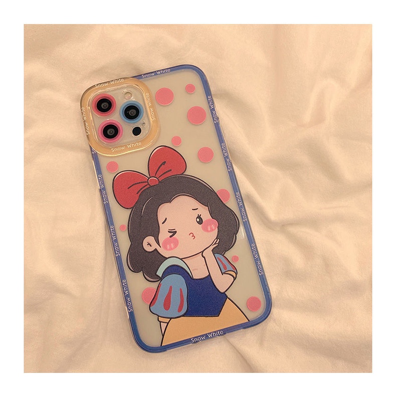 Transparan Putri Pola Ponsel Case untuk iPhone 12 11 13 Pro Max 7 8 Plus SE 2020  Pro XR XSMAX B66sfd