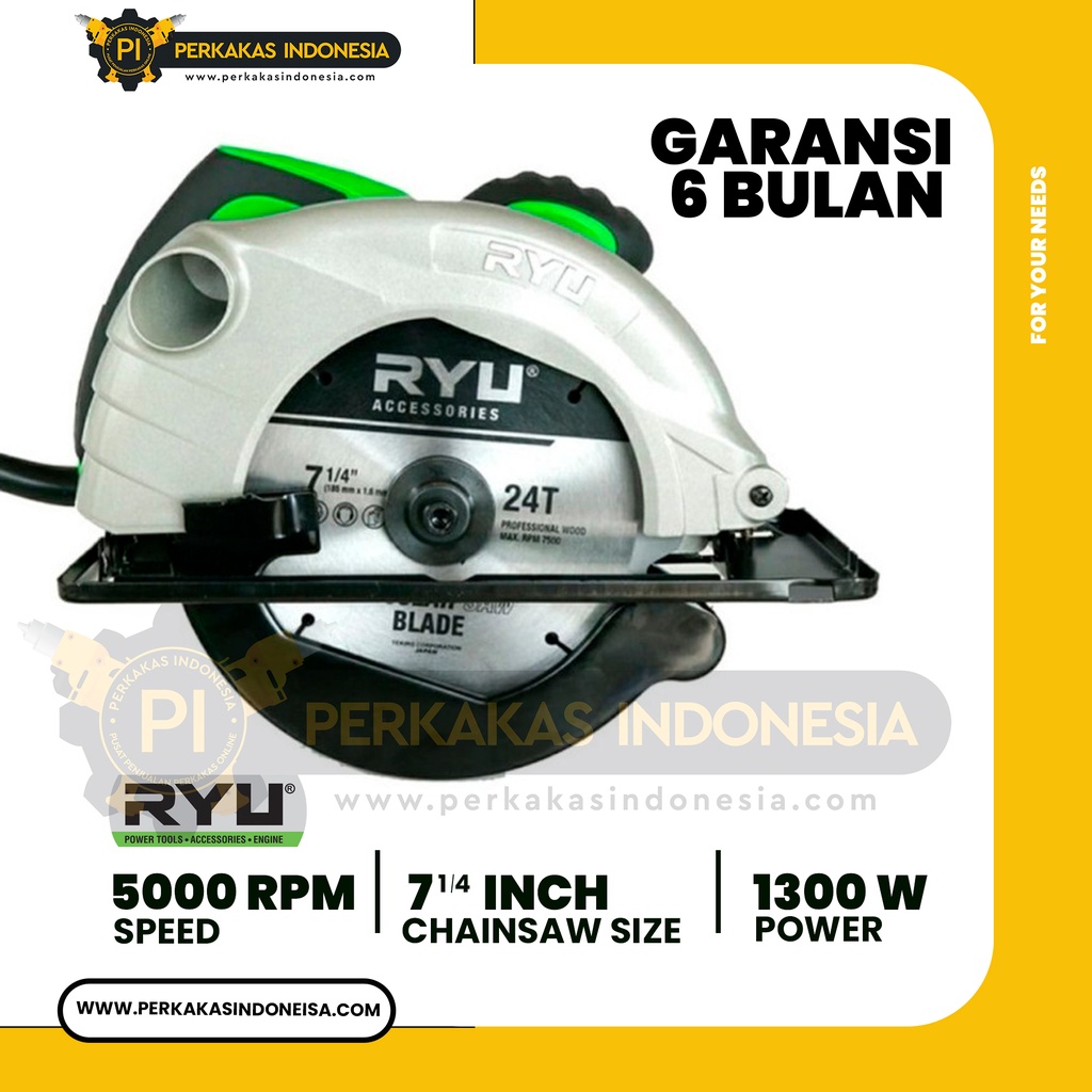 Circular Saw RYU RCS 185-2 7 Inch Mesin Gergaji Potong Kayu RCS1852 Gergaji Serkel Circle Pemotong
