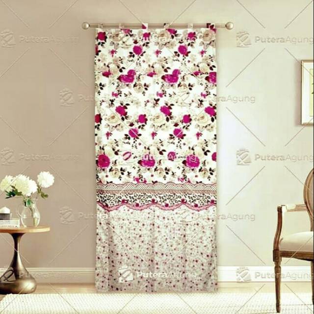 Hordeng gorden jendela motif bunga shaby