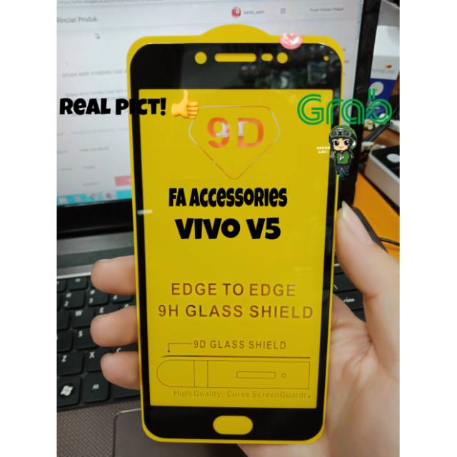 TEMPERED GLASS 5d full lem VIVO V5 Y69 HITAM PUTIH