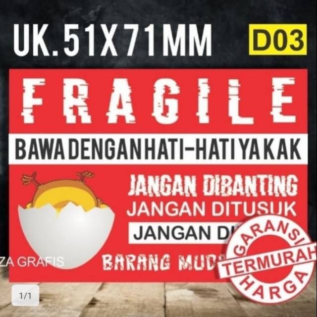 

isi 100 lembar Sticker fragile D03