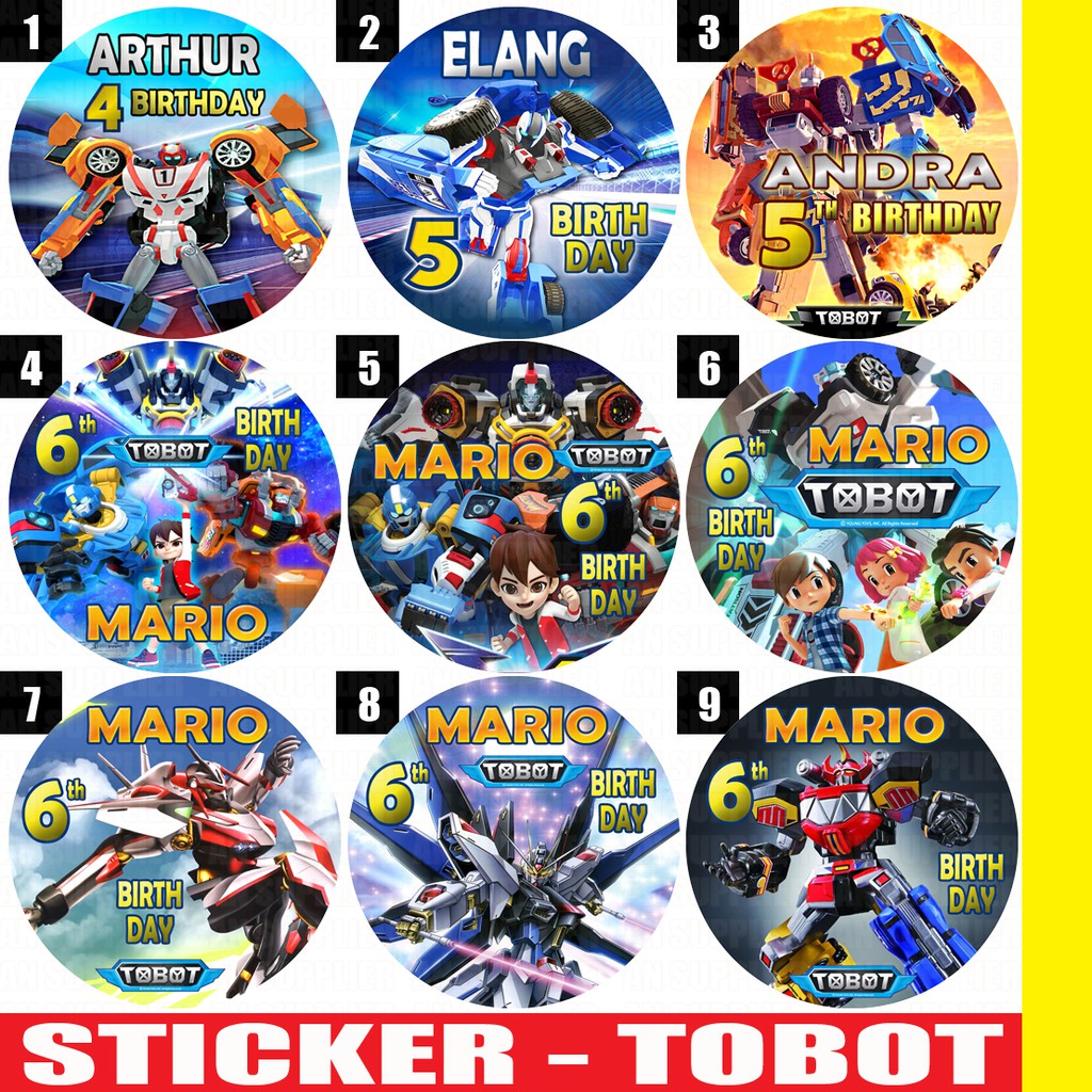 

60 STIKER TOBOT UTK LABEL BAG / KUE / SOUVENIR ULTAH ULANG TAHUN