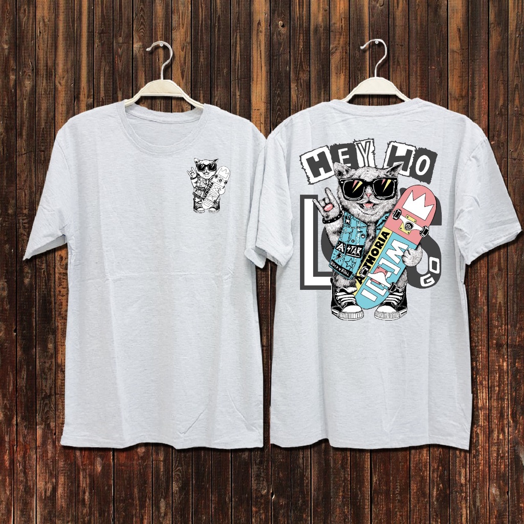 Kaos Tshirt Pria Terbaru Samurai Jepang Hey Ho Warna Hitam Distro Lengan Pendek Motif Sablon Bergambar Keren