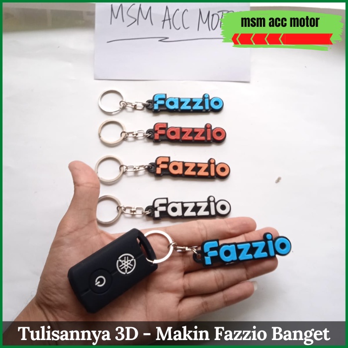 Gantungan Kunci 3D Tulisan Fazzio + Silikon Kunci Keyless Untuk Fazzio