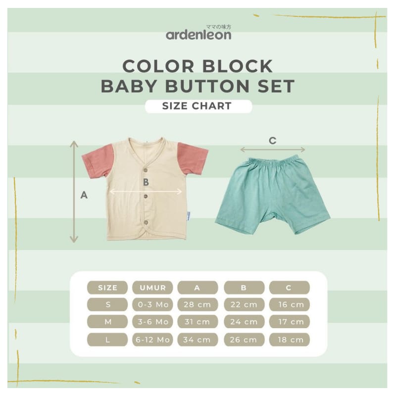 Lakuku - Ardenleon Color Block Baby Button Set Setelan Baju Celana Bayi Full Colors