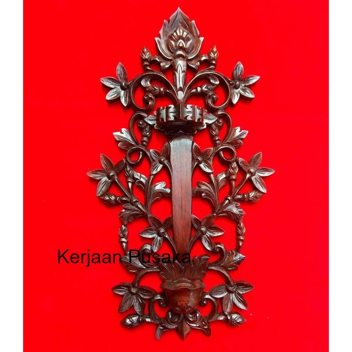Blawong Keris Ukiran Motif Ukiran Bunga Melati kayu maoni