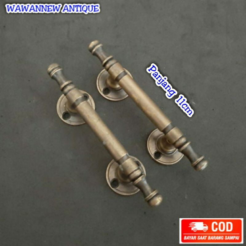 Handle / Tarikan Laci Lemari Pintu Rumah Pagar Kuningan Kitchen Set Antik 11cm