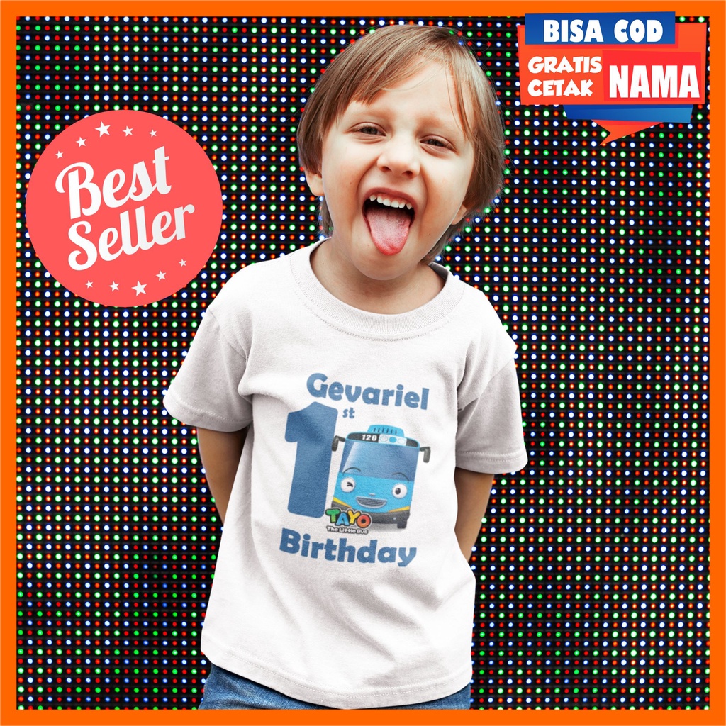 Baju Kaos Nama Tayo Ultah Ulang Tahun Anak Cowok Laki Laki Banyak Motif Tayo Gratis Cetak Tulis Nama