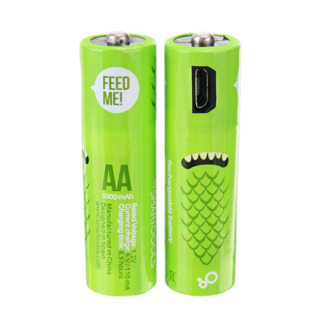 Smartoools battery baterai micro USB rechargeable AA Green