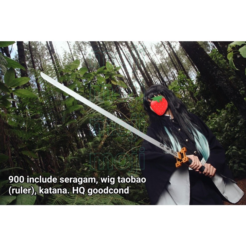 kostum cosplay muichiro kny fullset wig katana