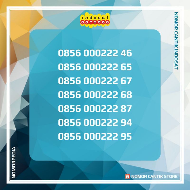NOMOR INDOSAT 000 222 DOUBLE TRIPLE 4G CANTIK MURAH | Kartu Perdana Nomer IM3 Nocan Non 10 Digit