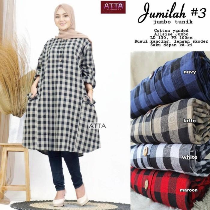PROMO Atasan Jumbo Busui Hem Kemeja Tunik Wanita Katun Kotak Terbaru