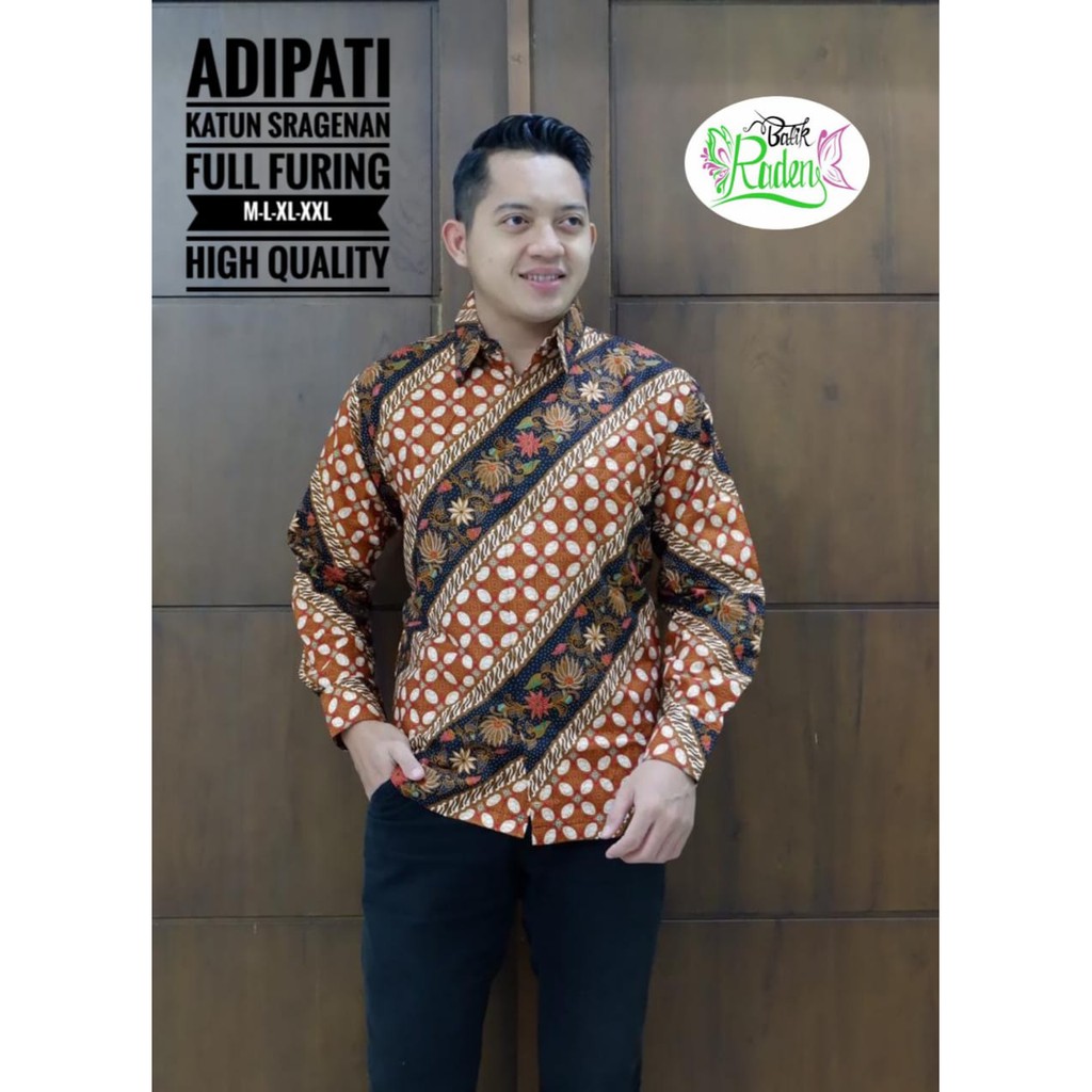 ADIPUTRA ADIPATI Kemeja Batik Pria Full Furing Katun Sragenan