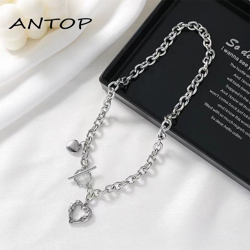 Ins Hollow Out Kalung Cinta Rantai Klavikula Angin Dingin Hip Hop Liontin Aksesoris Fashion ANTOP