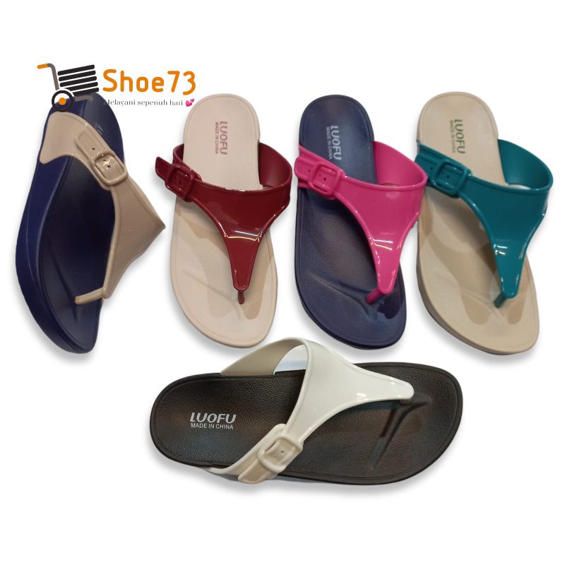 LUOFU E 7154 - A01S SIZE 36-40 ORIGINAL l Sandal jepit gesper jelly wanita l Sendal jepit cewek impor