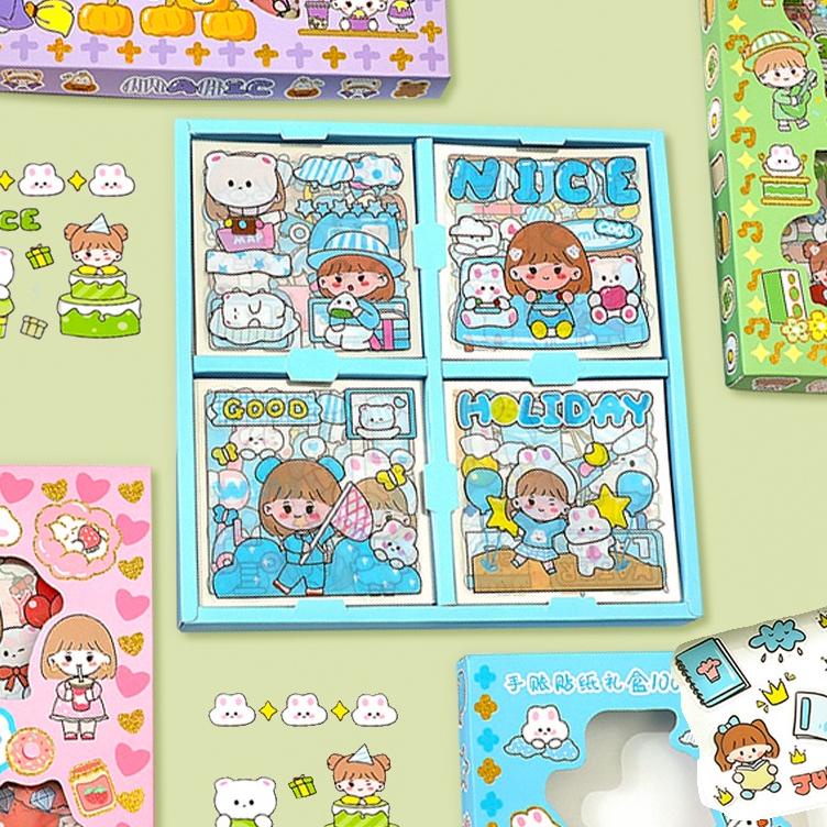

Restok] 100 Lembar Stiker Motif Kartun Korea Lucu Anti Air Dekorasi Handbook Scrapbook DIY ..