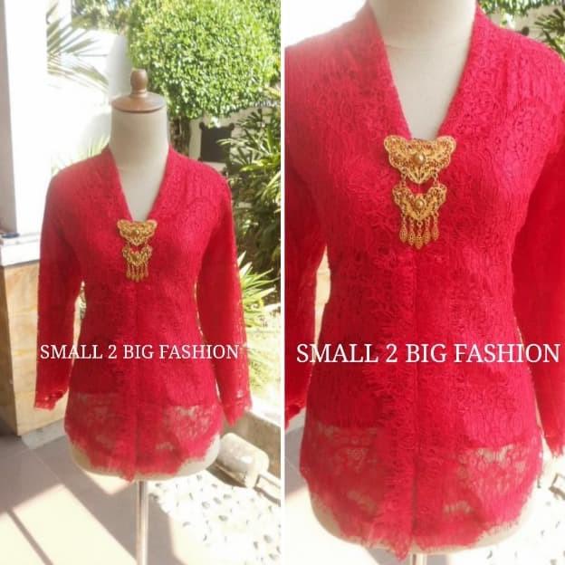 kebaya merah cabe / kebaya brokat pink fanta / kebaya brukat panjang